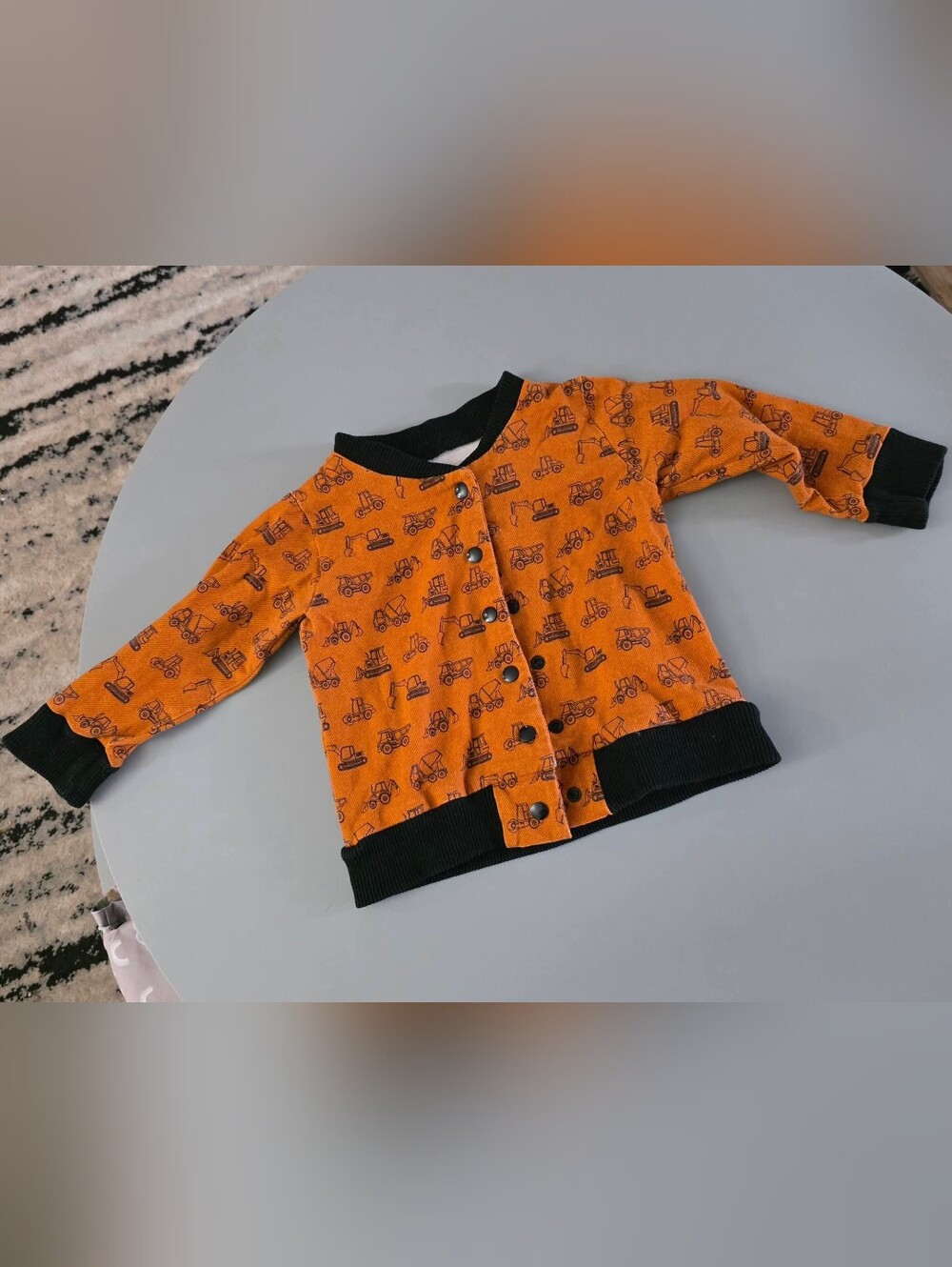 Orange Construction-Print Kids Snap Cardigan Evolutif 1-3ans 😍
